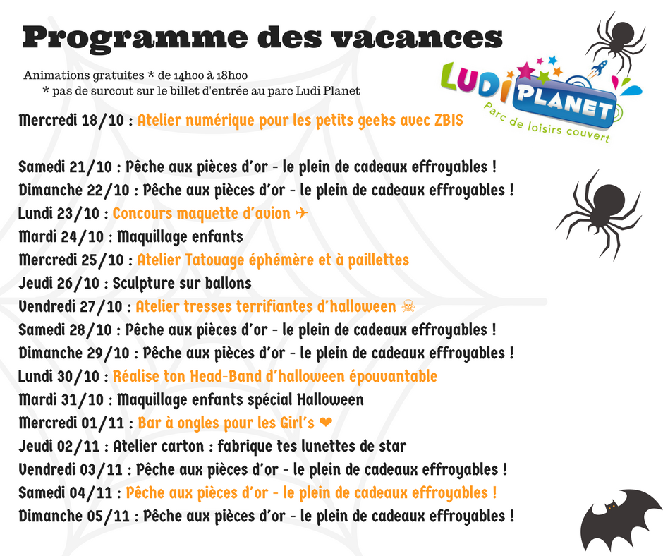 Programme des vacances Ludi Planet