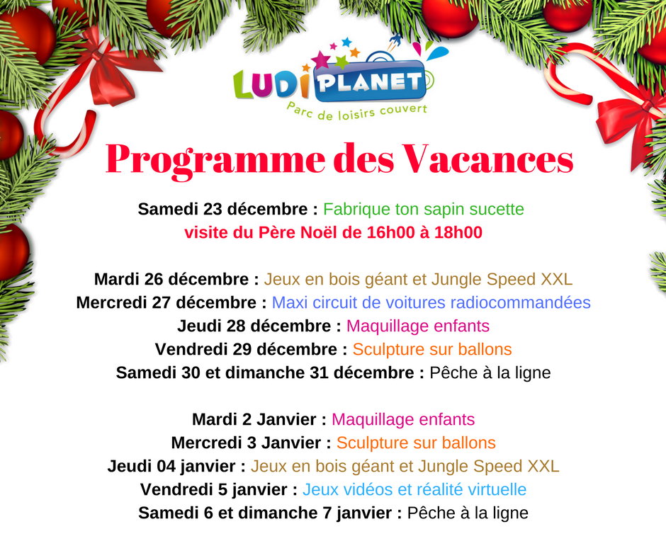 Programme des vacances