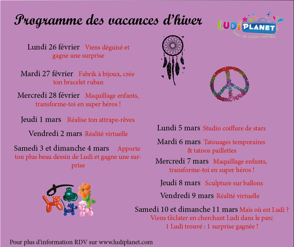 programme des vacances d'hiver à Ludi Planet